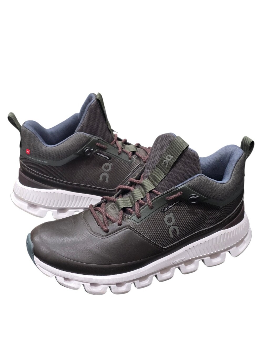 NEW On Cloud Hi Waterproof Shoes Brown Green White